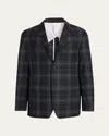 Thom Browne Plaid-pattern Single-breasted Blazer In Black