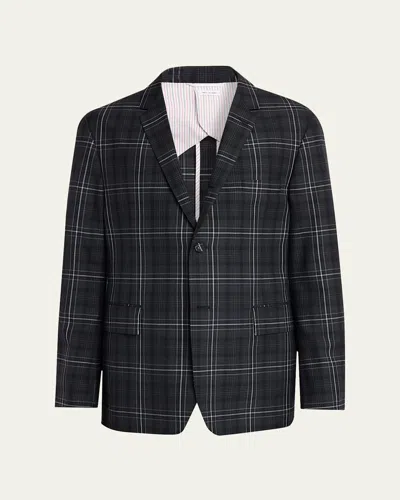 Thom Browne Men's Wool Windowpane Plaid Sport Coat In Black