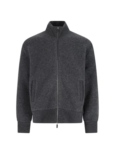 Thom Browne Men's Zip-front Knit Jacket In Grey