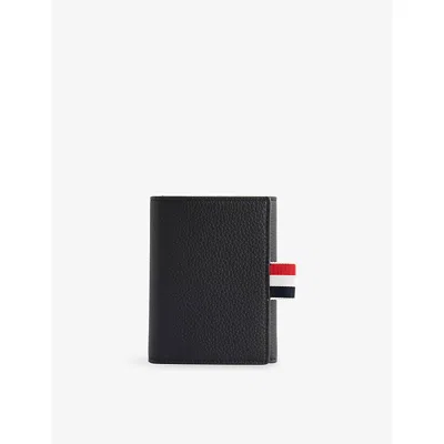 Thom Browne Mens Black Trifold Grained-leather Wallet