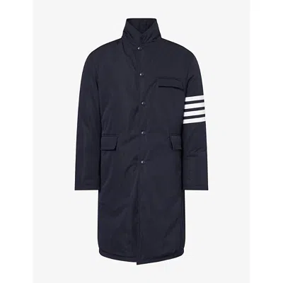 Thom Browne Mens Brand-stripe Padded Down Coat Navy