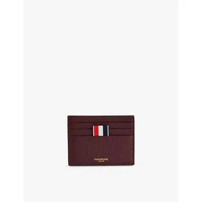 Thom Browne Mens Dk Burgundy Grained-leather Card Holder