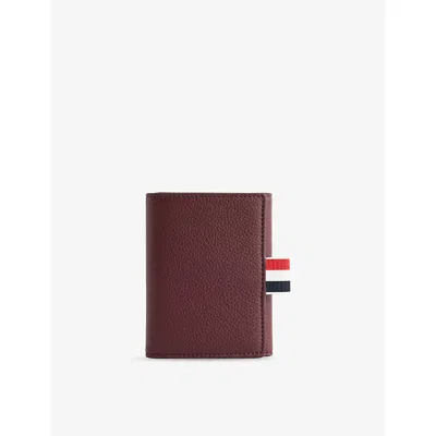 Thom Browne Mens Dk Burgundy Trifold Grained-leather Wallet