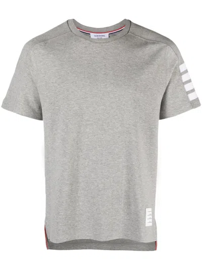 Thom Browne Mens Grey Striped Cotton T-shirt For Ss24 In Gray