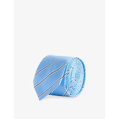 Thom Browne Mens Jacquard Stripe Silk Tie Light Blu In Light Blue