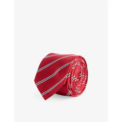 Thom Browne Mens Jacquard Stripe Silk Tie Red