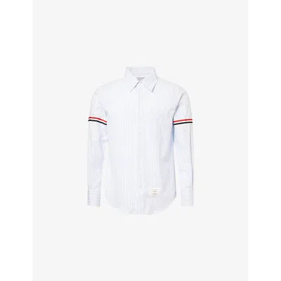 Thom Browne Mens D2 Striped Straight-fit Cotton Shirt Light Blue Xxl