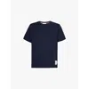 Thom Browne Blue T-shirt With Logo Patch In Navy