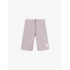 THOM BROWNE THOM BROWNE MEN'S RWBWHT BOARD STRIPED BRAND-PATCH WOVEN SHORTS