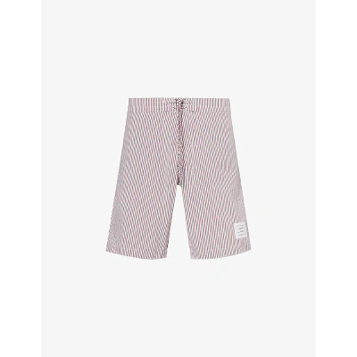 Thom Browne Mens Rwbwht Board Striped Brand-patch Woven Shorts