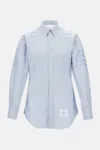 Thom Browne Light Blue Shirt With Button-down Collar And Striped Rwb Detail On The Rear In Cotton Man In Blue