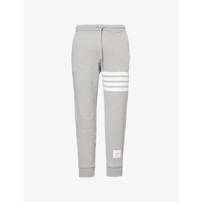 Thom Browne Mens Four-bar Slim-fit Cotton Jogging Bottoms Light Gray In Light Gray