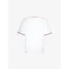 Thom Browne White Crewneck T-shirt With Rwb Detail On Neck And Sleeve In White