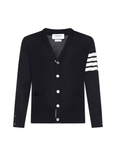 Thom Browne Merino Wool 4-bar Cardigan In Black