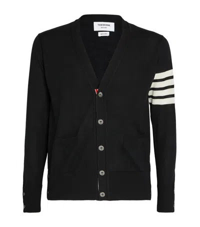 Thom Browne Merino Wool 4-bar Cardigan In Black