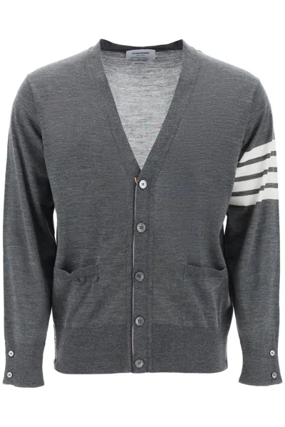 Thom Browne Merino Wool 4-bar Cardigan In Gray