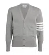 Thom Browne 4-bar Wool Fine Knit Cardigan In Grey