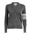 Thom Browne 4-bar Merino Wool Cardigan In Grey