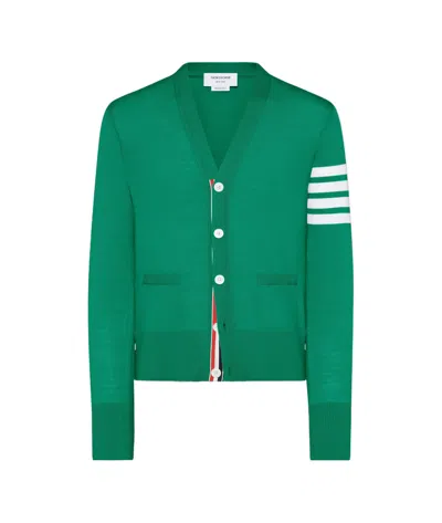 Thom Browne Merino Wool 4-bar Classic V-neck Cardigan In Green