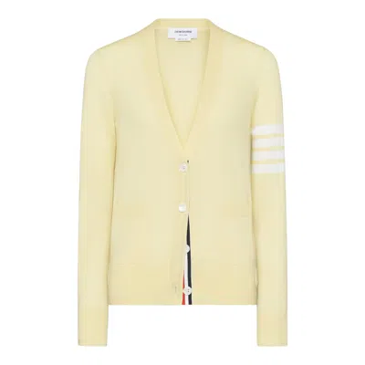 Thom Browne Merino Wool 4-bar Relaxed Fit V-neck Cardigan Women In Gray
