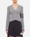 Thom Browne Cropped Cable-knit Cardigan In Grey