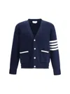 Thom Browne Crewneck Sweater With Striped Sleeve Detail In White