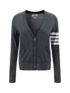 Thom Browne Grey Wool 4-bar Cardigan