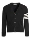 Thom Browne Merino Wool Cardigan Sweaters And Cardigans Gray In Black