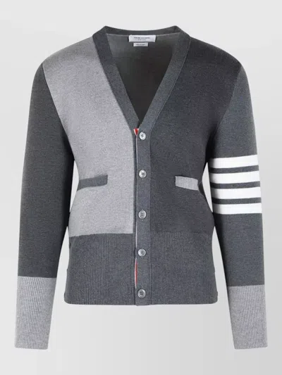 Thom Browne Merino Wool Cardigan In Gray