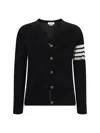 Thom Browne Classic V-neck Cardigan In Fine Merino Wool With 4bar Stripes Clothing In Black