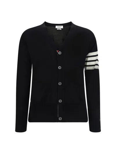 Thom Browne Merino Wool Cardigan In Black