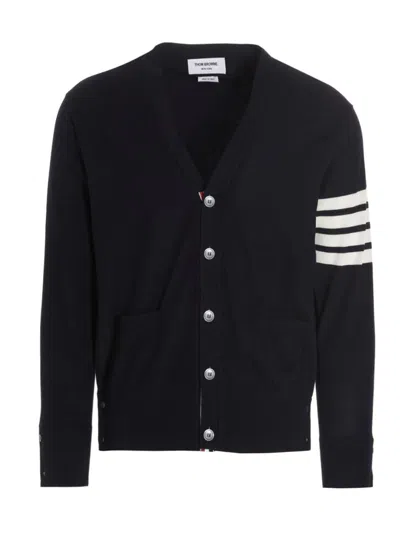 Thom Browne Merino Wool Cardigan In Blue