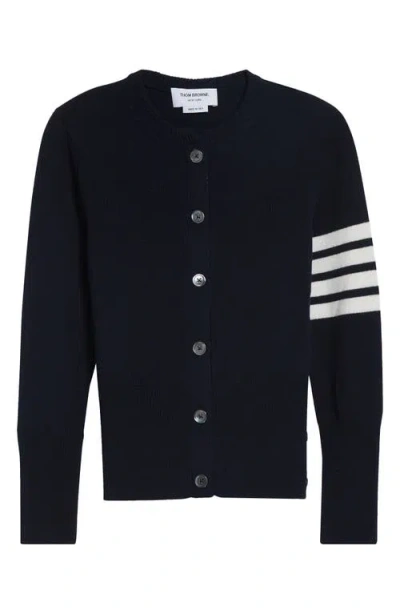 Thom Browne Merino Wool Cardigan In Blue
