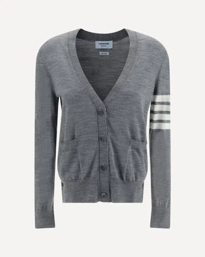 Thom Browne Merino Wool Cardigan In Gray