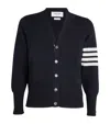 Thom Browne Milano Stitch V Neck Cardigan In Cotton In Navy