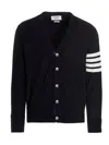 THOM BROWNE MERINO WOOL CARDIGAN SWEATER, CARDIGANS BLUE