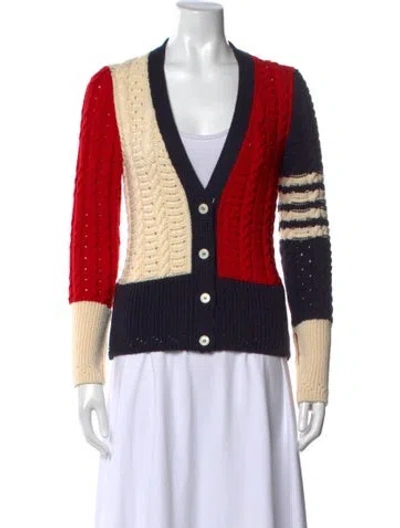 Pre-owned Thom Browne Merino Wool Colorblock Pattern Sweater In Red