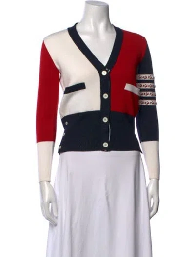 Pre-owned Thom Browne Merino Wool Colorblock Pattern Sweater In Red