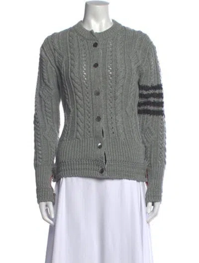Pre-owned Thom Browne Merino Wool Crew Neck Sweater In Gray