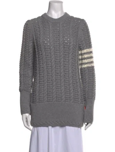 Pre-owned Thom Browne Merino Wool Crew Neck Sweater In Grey