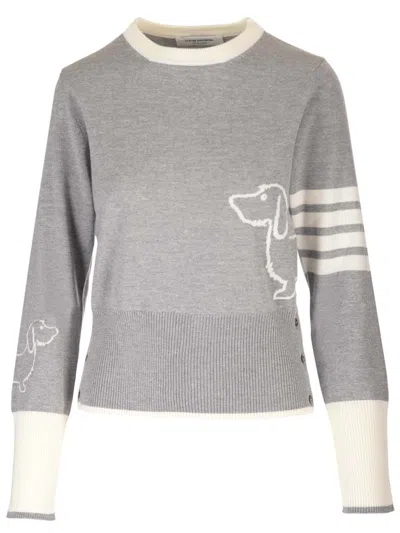 Thom Browne Merino Wool Crew-neck Sweater In Grey