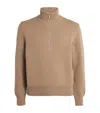 Thom Browne Beige Geese Intarsia Merino Wool Mock Neck Sweater In Brown