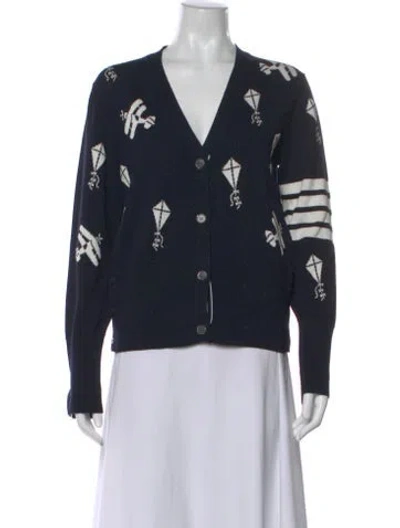 Pre-owned Thom Browne Merino Wool Graphic Print Sweater In Black