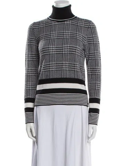 Pre-owned Thom Browne Merino Wool Houndstooth Print Sweater In Black