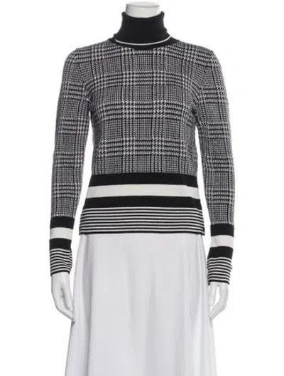 Pre-owned Thom Browne Merino Wool Houndstooth Print Sweater In Black