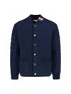Thom Browne Blue Quilted Jacket With Bomber Collar And Logo Embroidery On The Collar In Black