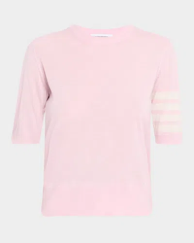 Thom Browne Crew Neck Striped Sleeve Tank Top In Pink