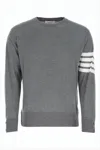 Thom Browne Tailored Grey Crew Neck Sweater With Horizontal Stripes In Gray