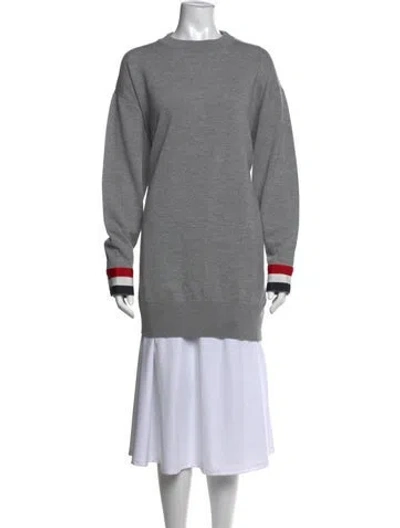 Pre-owned Thom Browne Merino Wool Long Dress In Grey