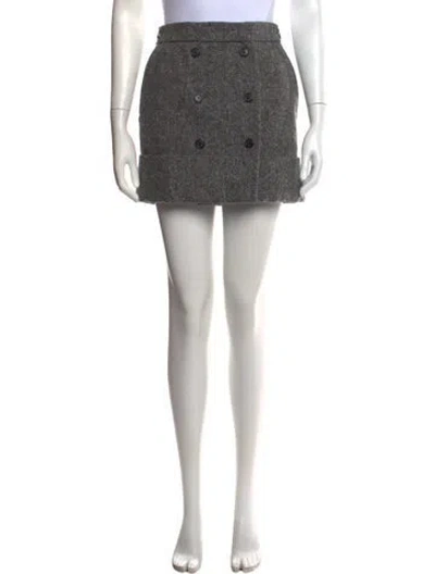 Pre-owned Thom Browne Merino Wool Mini Skirt In Gray